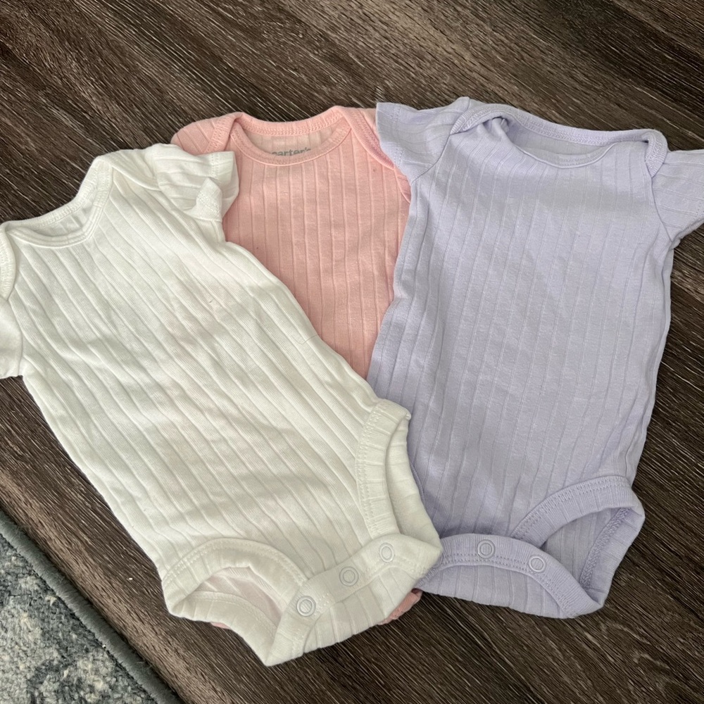 Carter's White and Pink Short Sleeve Tees